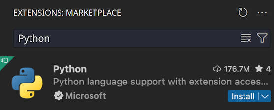 Adding Python extensions in Visual Studio Code