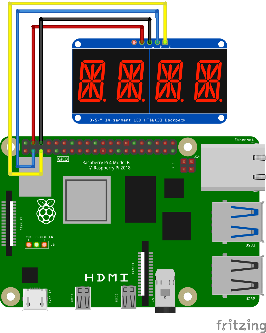 Quad 14-segment Display wiring diagram
